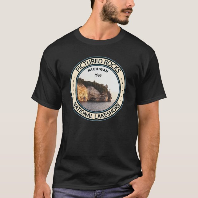 T-shirt Image de Rocks National Lakeshore Michigan Badge (Devant)