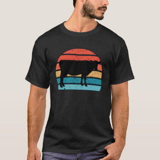 T-shirt Image de silhouette d'animal de ferme de vache sur