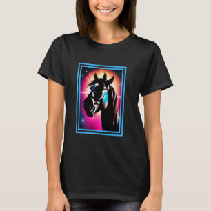 T-shirt Image de tête de cheval noir et blanc majestueux P
