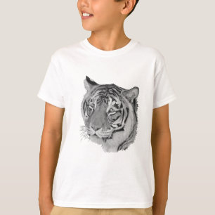 T-shirt image de tigre noir et blanc du gros chat