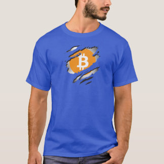 T-shirt Image déchirée de Bitcoin avec le logo révélé en d