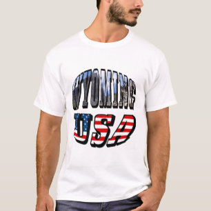 T-shirt Image du Wyoming et texte du drapeau des États-Uni