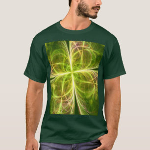 T-shirt Imaginaire Abstrait Quatre Feuilles Vert Jaune Clo