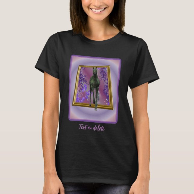 T-shirt Imaginaire Cheval Unicorne Noir personnalisé (Devant)