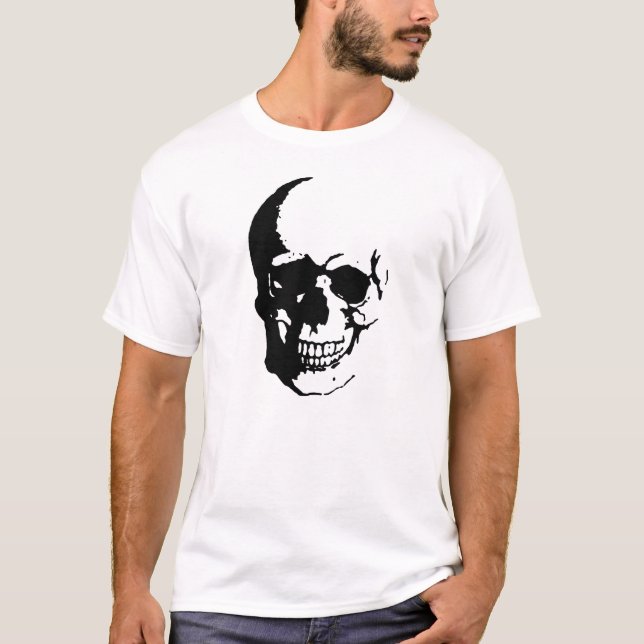 T-shirt Imaginaire d'art crâne noir blanc (Devant)