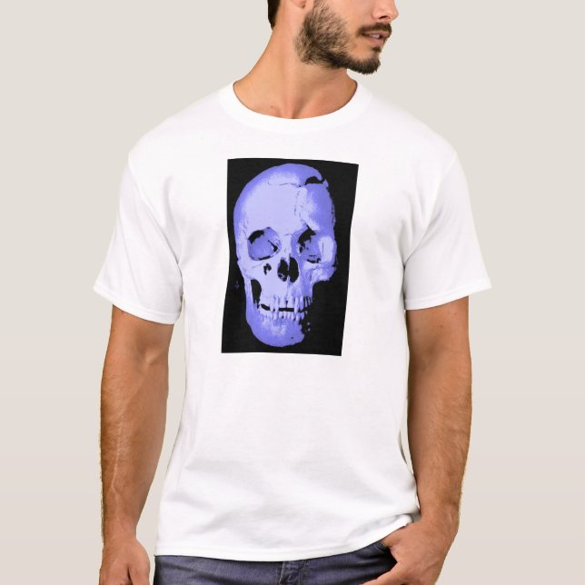 T-shirt Imaginaire d'art Pop Crâne bleu (Devant)