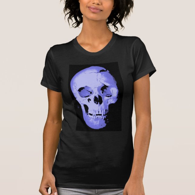 T-shirt Imaginaire d'art Pop Crâne bleu (Devant)