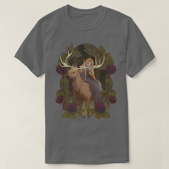 T-shirt Imaginaire De Forêt De Cerfs Et De Fées Princesse  (Design devant)