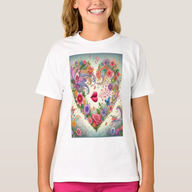 T-shirt Imaginaire en fleurs enchanté (Devant)