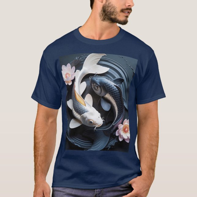 T-shirt Imaginaire mignon deux poissons Koi (Devant)