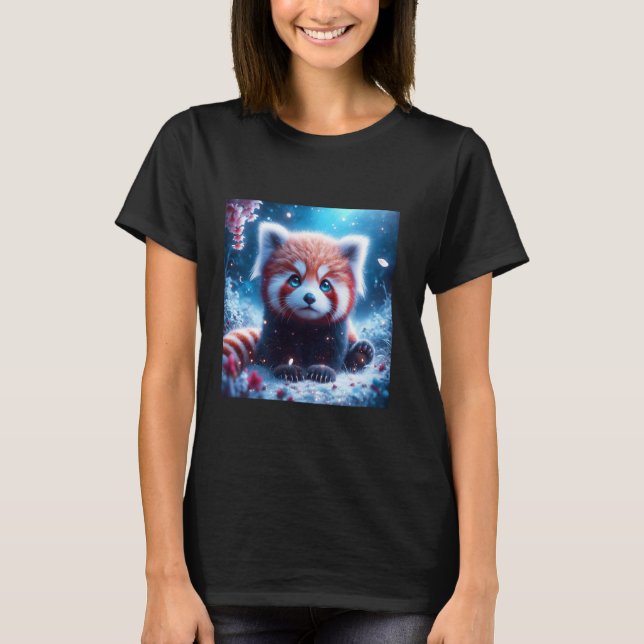 T-shirt Imaginaire mignon Sakura Panda Rouge (Devant)