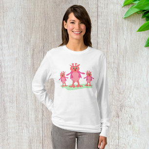 T-shirt Imaginaire rose mignon Créatures Aliens lunaires
