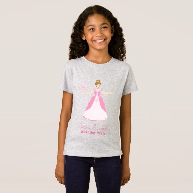 T-Shirt Imaginaire rose princesse fête d'anniversaire (Devant entier)