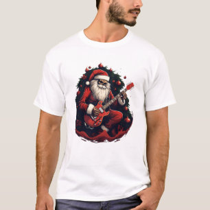 T-shirt Imaginaire Skull Skeleton Père Noël Jouer à la gui