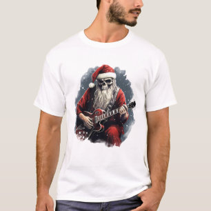 T-shirt Imaginaire Skull Skeleton Père Noël Jouer de la nu