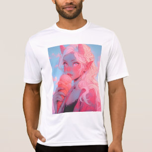 T-shirt Imaginaire Soft Pink Crème de glace Anime Girl