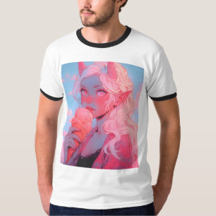 T-shirt Imaginaire Soft Pink Crème de glace Anime Girl