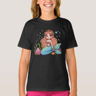 T-shirt Imaginaire sous-marin dessiné à la main Sirène d'o