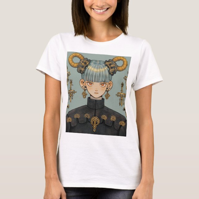 T-shirt Imaginaire Steampunk Ornate Anime Girl (Devant)