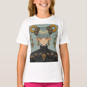 T-shirt Imaginaire Steampunk Ornate Anime Girl