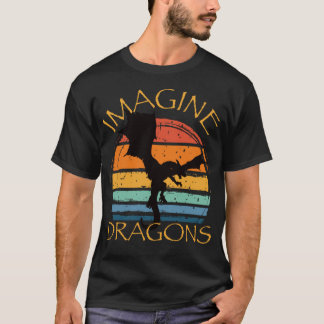 T-shirt Imagine Fantasy Dragons Vintage Style funny vintag