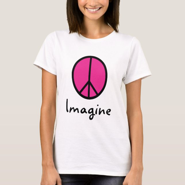 T-shirt Imaginez le symbole de PAIX ROSE (Devant)