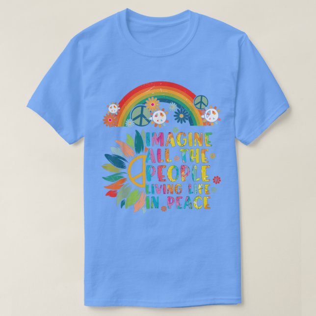 T-shirt Imaginez tous les gens vivant la paix Signal Tie D (Design devant)