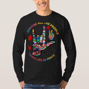 T-shirt Imaginez tous les gens vivant la paix Signal Tie D
