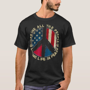 T-shirt Imaginez Tous Les Gens Vivant La Vie En Paix Hippi