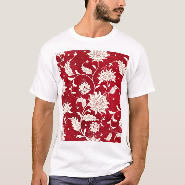 T-shirt Imitation porcelaine chinoise : peinture florale (Devant)