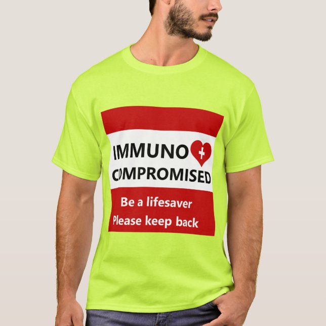T-shirt Immunocompromis - Restez à l'arrière Chemise rouge (Devant)