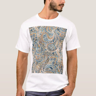 T-shirt Impression à main Paisley multicolore