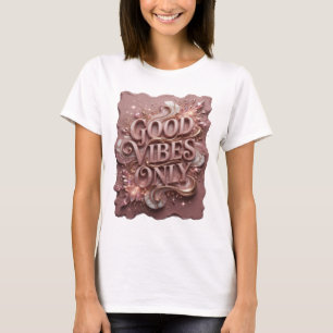 T-shirt Impression Artistic Gold GOOD VIBES ONLY