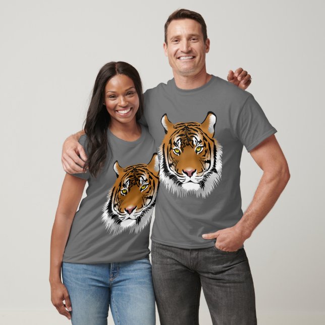 T-shirt Impression artistique tigre de la jungle gris (Unisexe)