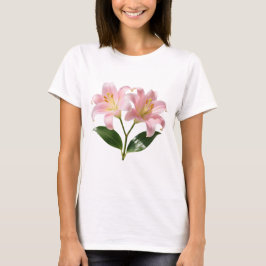 T-shirt Impression botanique Pastel Pink Lily