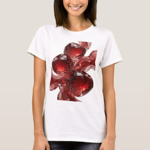 T-shirt Impression coeurs en verre rouges argentés gras