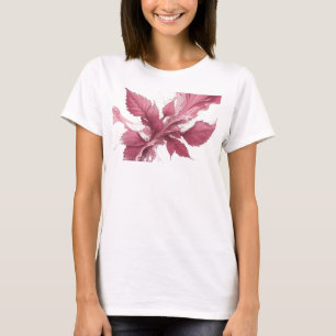 T-shirt Impression créative de feuilles abstraites roses f