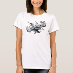 T-shirt Impression créative d'oiseaux abstraits en or mode