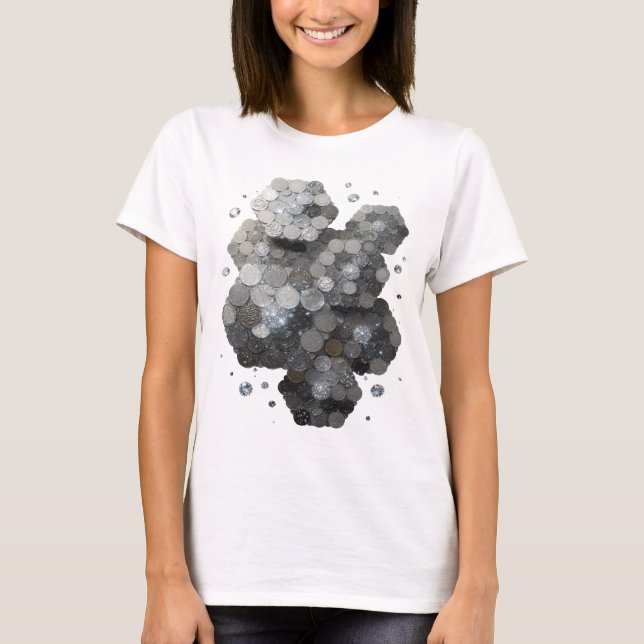 T-shirt Impression d'art ABSTRACT ART argentée chic (Devant)