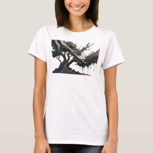 T-shirt Impression d'art abstrait argent STRIÉE v2