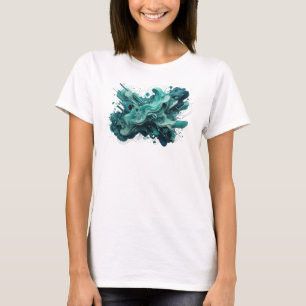 T-shirt Impression d'art abstrait sarcelle EDGEY