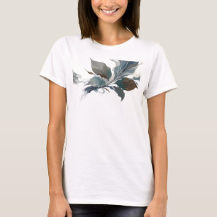 T-shirt Impression d'art aux feuilles abstraites argentées
