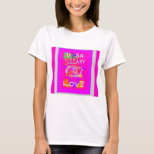 T-shirt Impression d'art Hillary Inspiration en rose