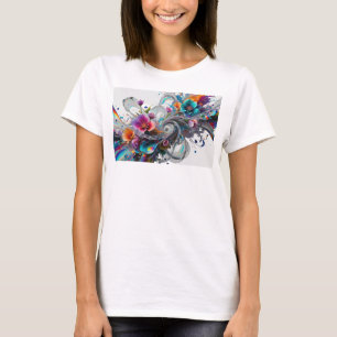 T-shirt Impression de mode ART ABSTRAIT Argentée