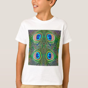 T-shirt Impression kaléidoscope de plumes de paon