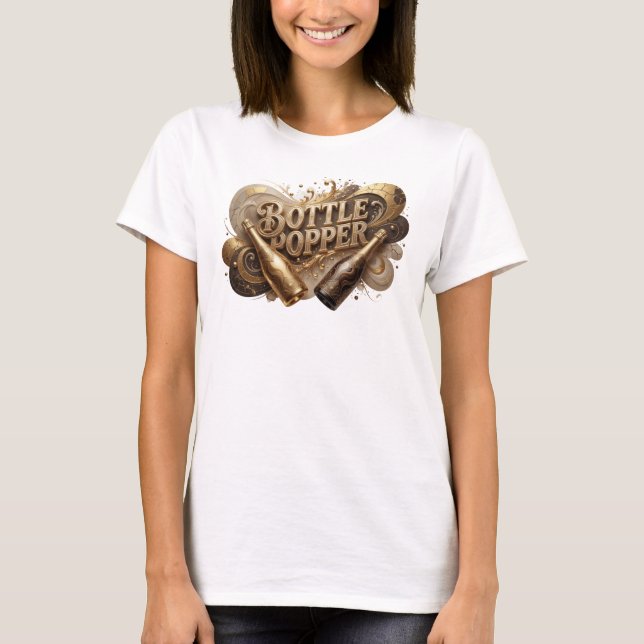T-shirt Impression Orange BOTTLE POPPER Statement (Devant)