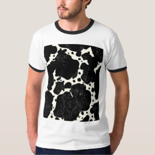 T-shirt Impression vache noir et blanc   Animal tendance 