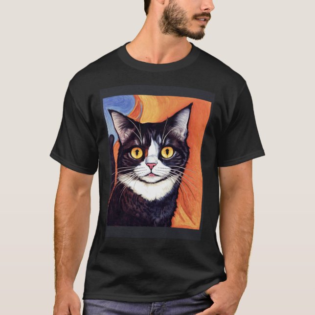 T-shirt Impressionistic  Cat Screaming Impressionism Cats  (Devant)