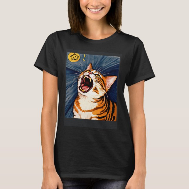 T-shirt Impressionistic  Cat Screaming Impressionism Cats  (Devant)