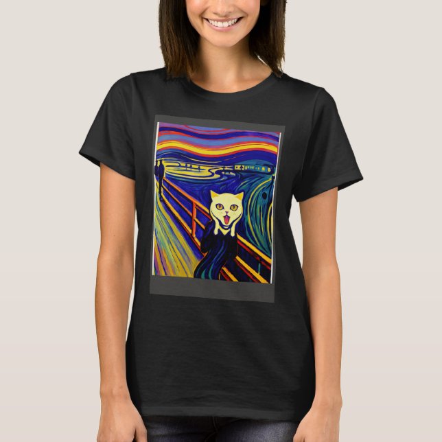 T-shirt Impressionistic  Cat Screaming Impressionism Cats  (Devant)